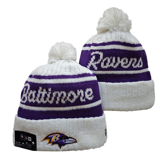 White/Purple Football Beanie