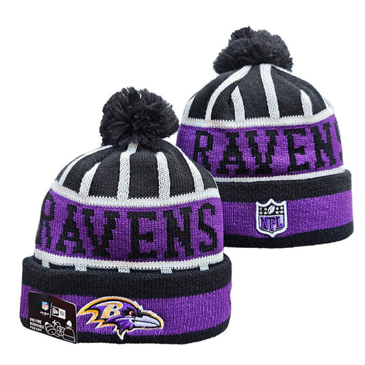 Black/Purple/White Football Beanie