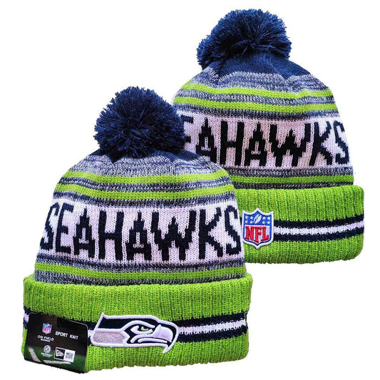 Navy/White/Green Football Beanie