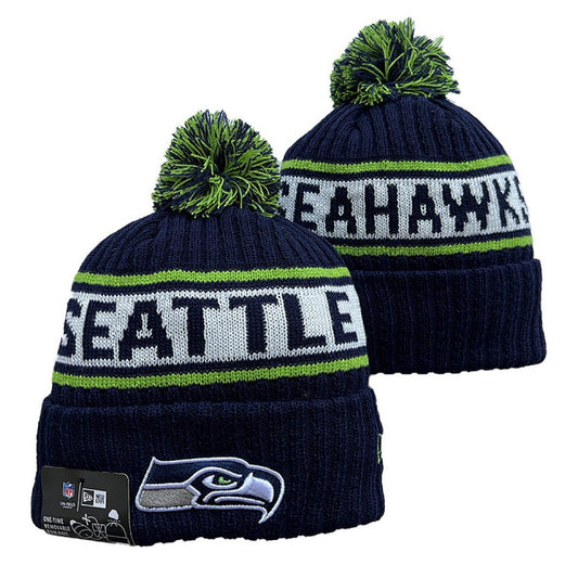 Navy/White/Green Football Beanie