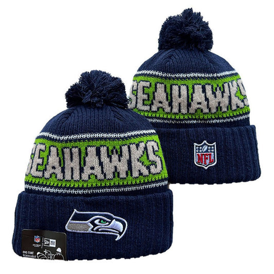 Navy/White/Green Football Beanie