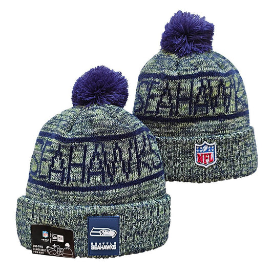 Gray/Navy/Green Football Beanie