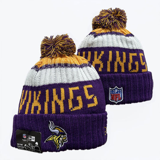 Purple/Yellow/White Football Beanie