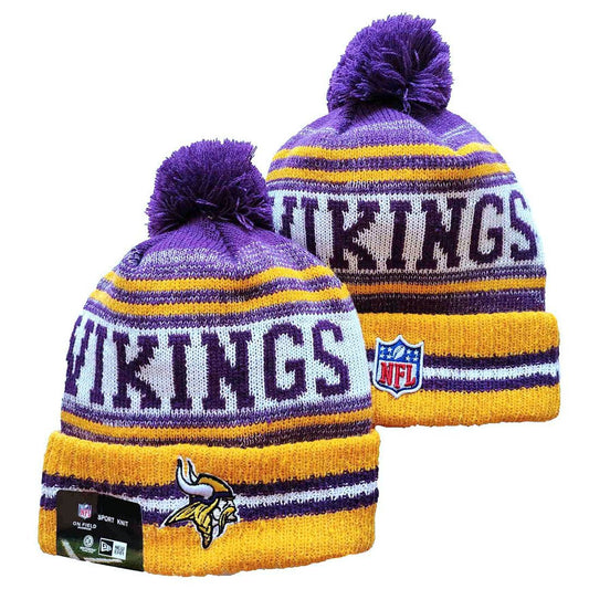 Purple/Yellow/White Football Beanie
