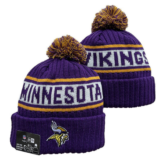 Purple/Yellow/White Football Beanie