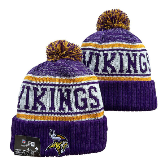 Purple/Yellow/White Football Beanie