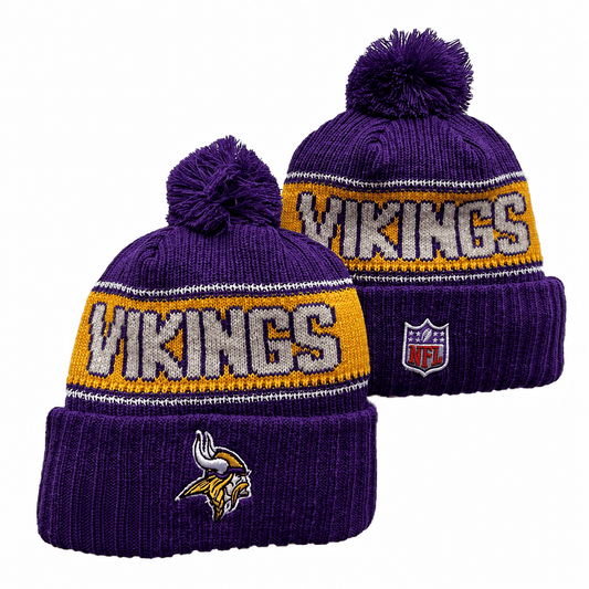 Purple/Yellow/White Football Beanie