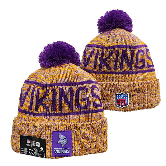 Yellow/Purple/White Football Beanie