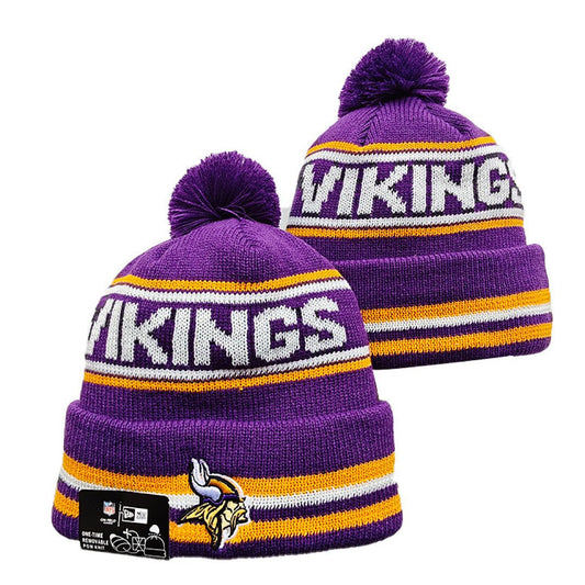 Purple/Yellow/White Football Beanie