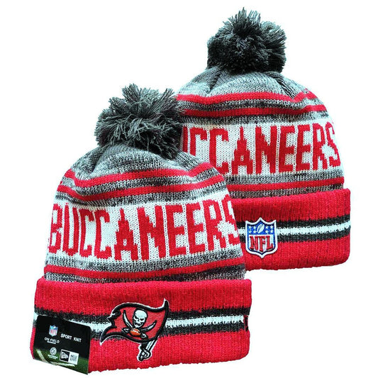 Gray/White/Red/Black Football Beanie