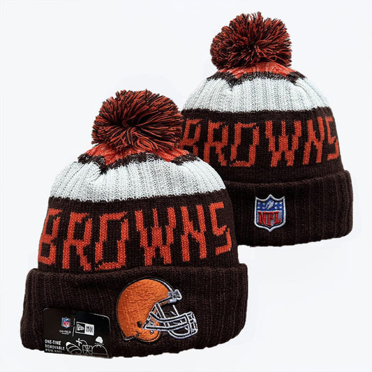 Brown/White/Orange Football Beanie