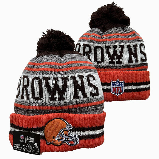 Brown/Gray/Orange Football Beanie