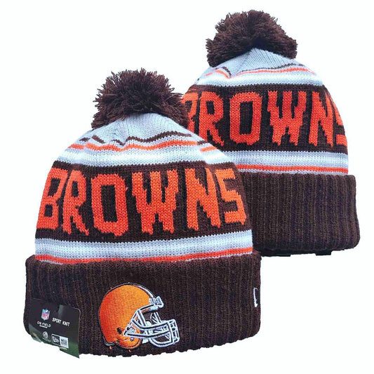 Brown/White/Orange Football Beanie