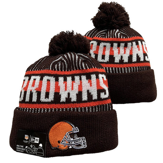Brown/Orange/White Football Beanie