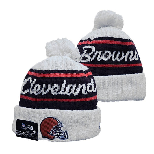 White/Navy/Red Football Beanie