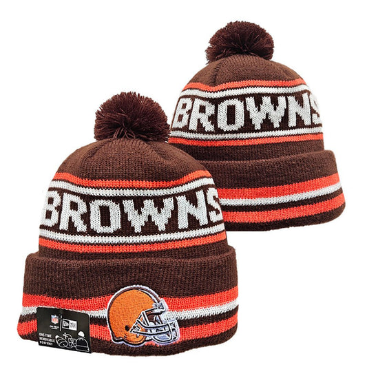 Brown/Orange/White Football Beanie