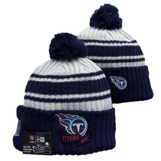 White/Navy Football Beanie