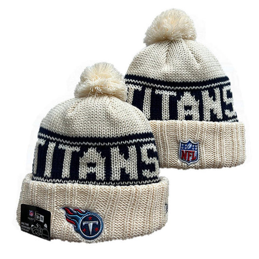 Cream/Navy Football Beanie