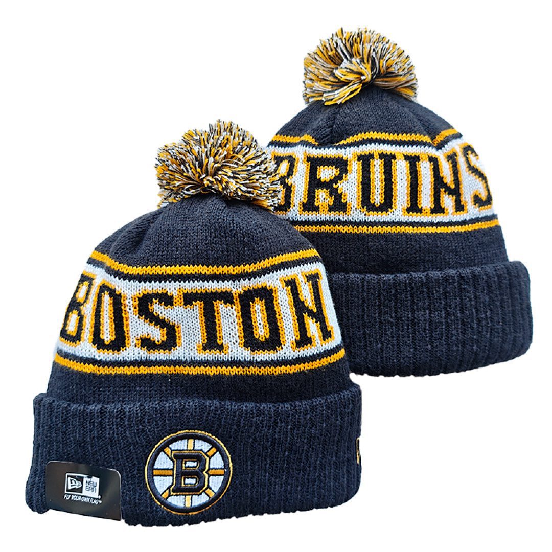 Navy/Yellow/White Hockey Beanie