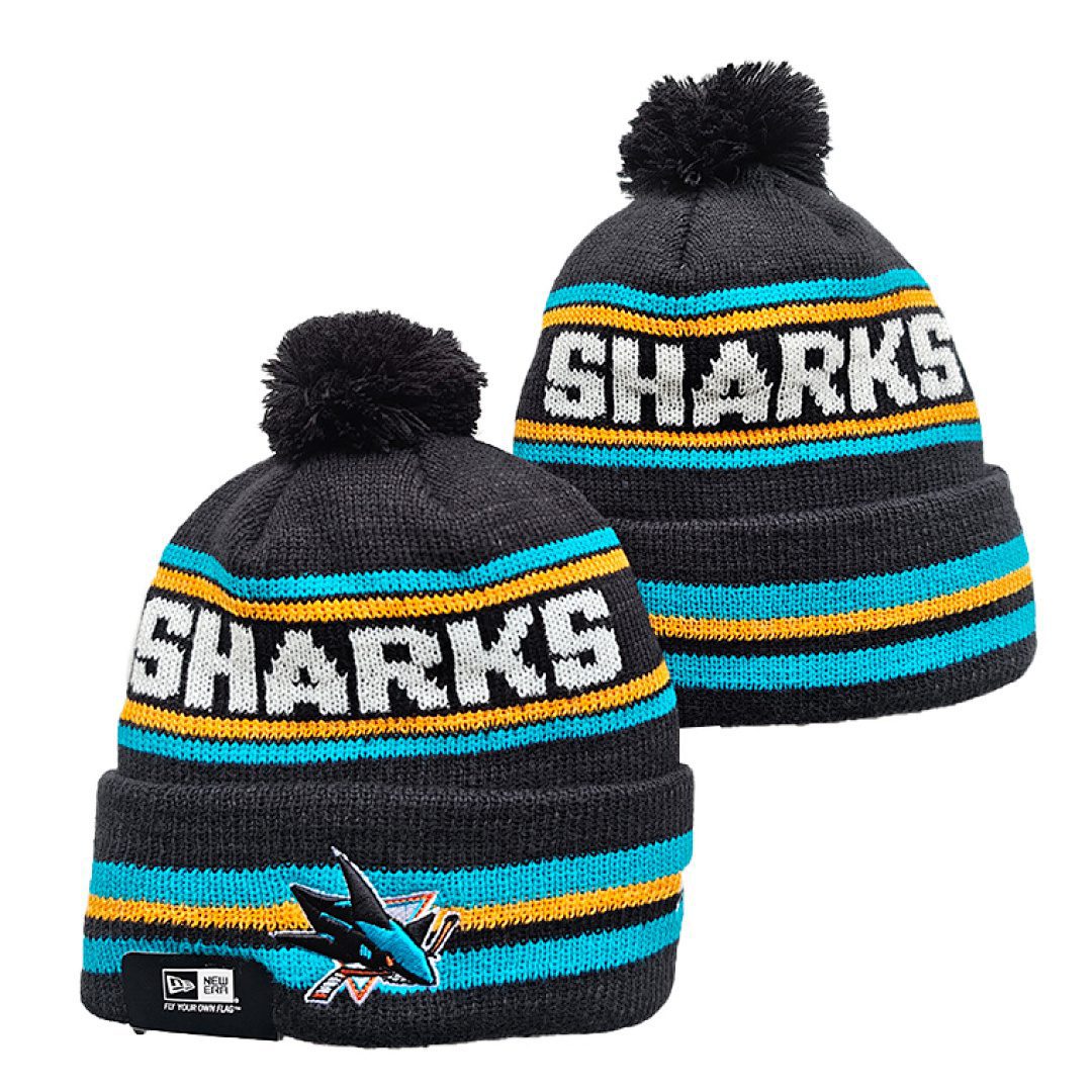 Black/Teal/Gold/White Hockey Beanie