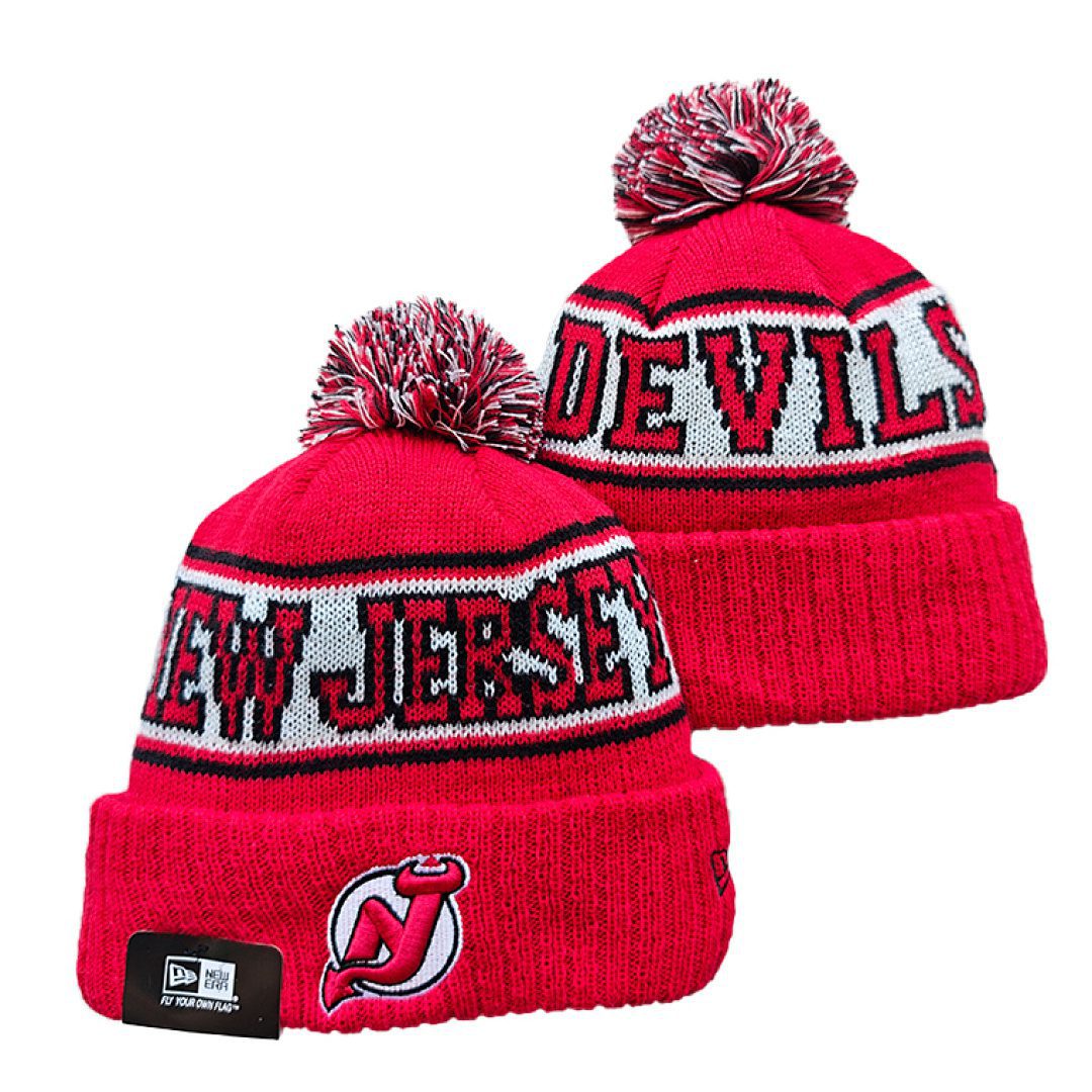 Red/Black/White Hockey Beanie