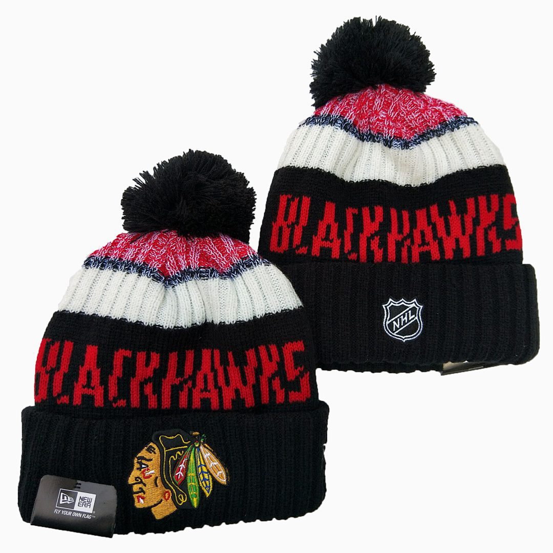 Black/White/Red Hockey Beanie