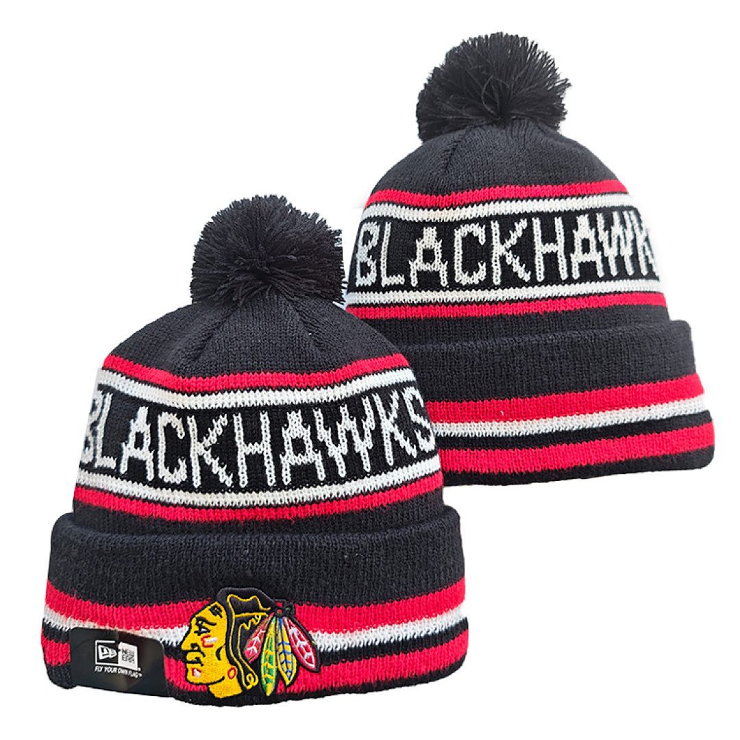 Black/Red/White Hockey Beanie