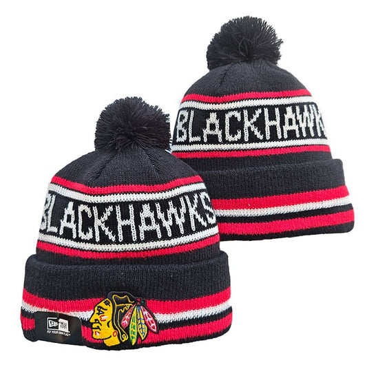 Black/Red/White Hockey Beanie