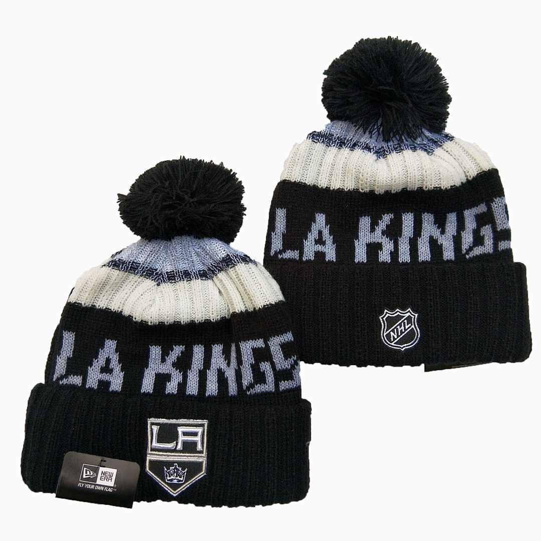Black/White/Light Blue Hockey Beanie