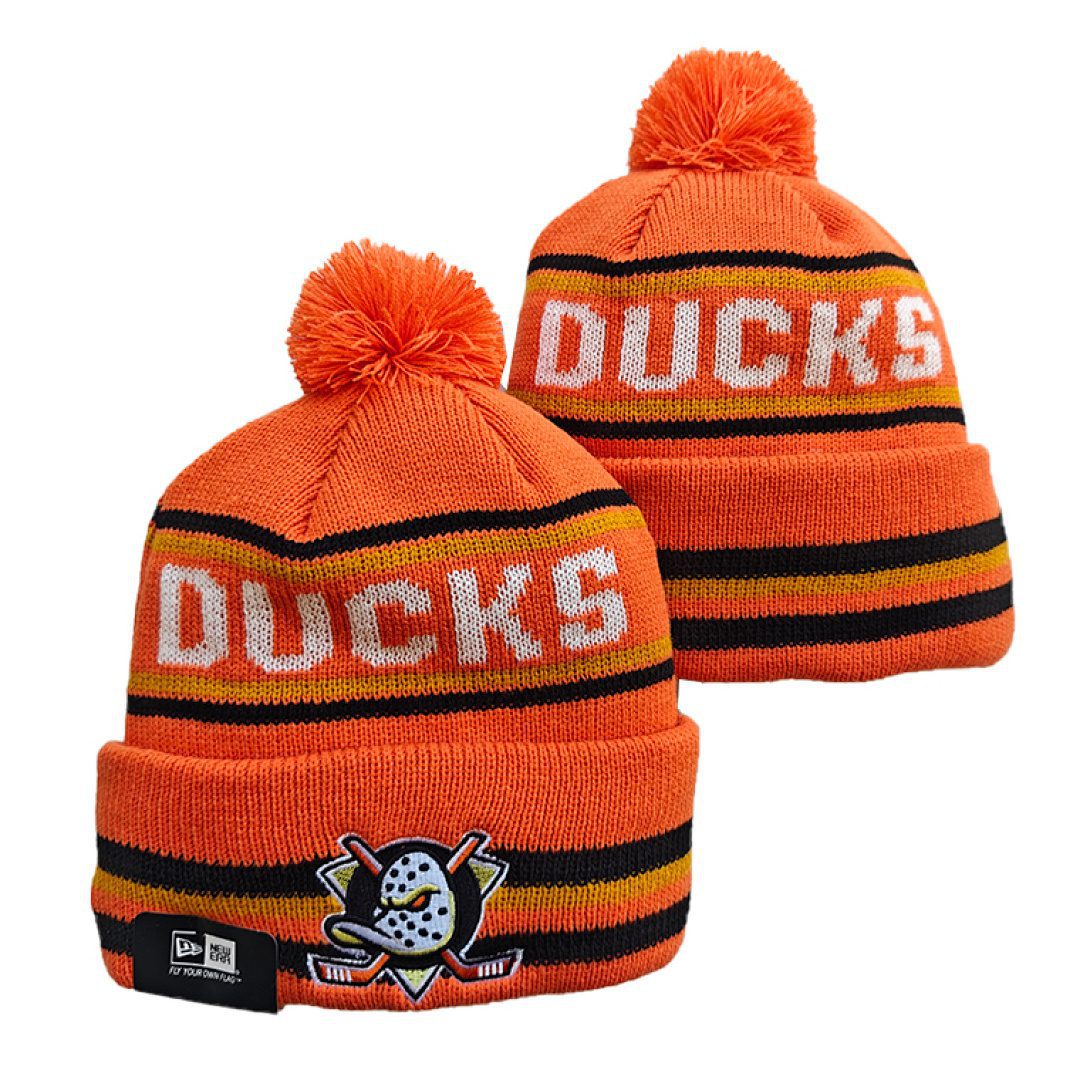 Orange/Black/Yellow/White Hockey Beanie