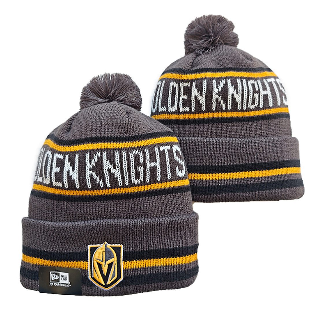 Gray/Black/Gold/White Hockey Beanie