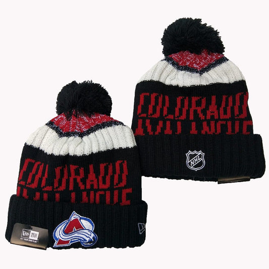 Black/White/Burgundy Hockey Beanie