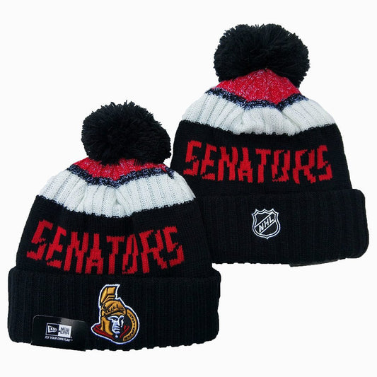 Black/Red/White Hockey Beanie