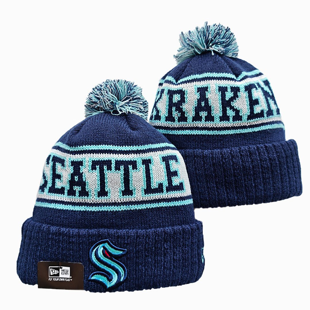 Navy/Teal/White Hockey Beanie