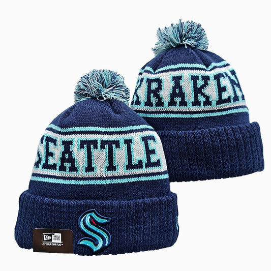 Navy/Teal/White Hockey Beanie
