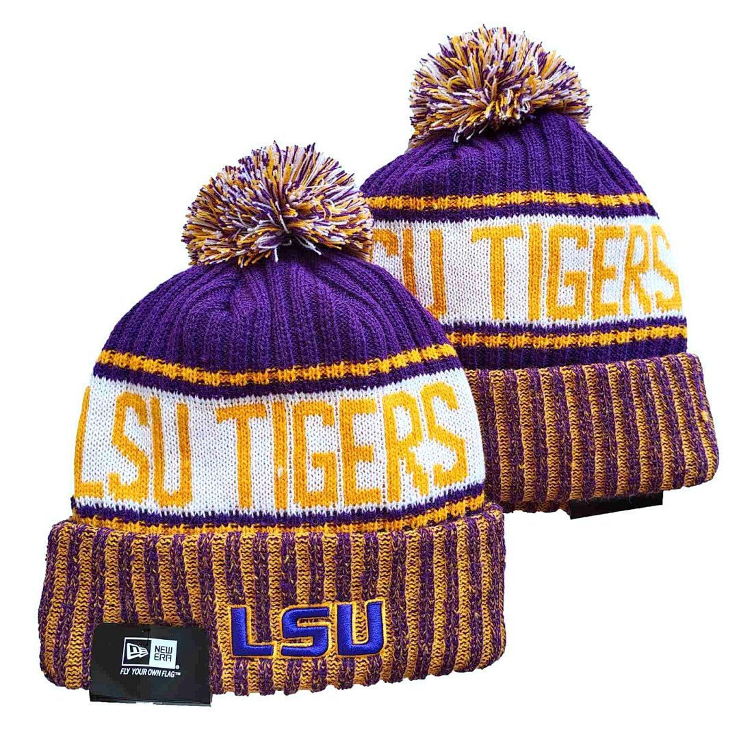 Purple/Gold/White College Football Beanie