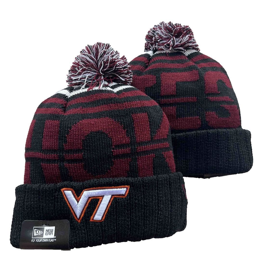 Black/Maroon/White College Football Beanie