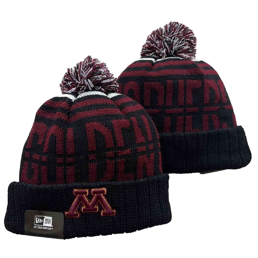 Black/Maroon/White College Football Beanie