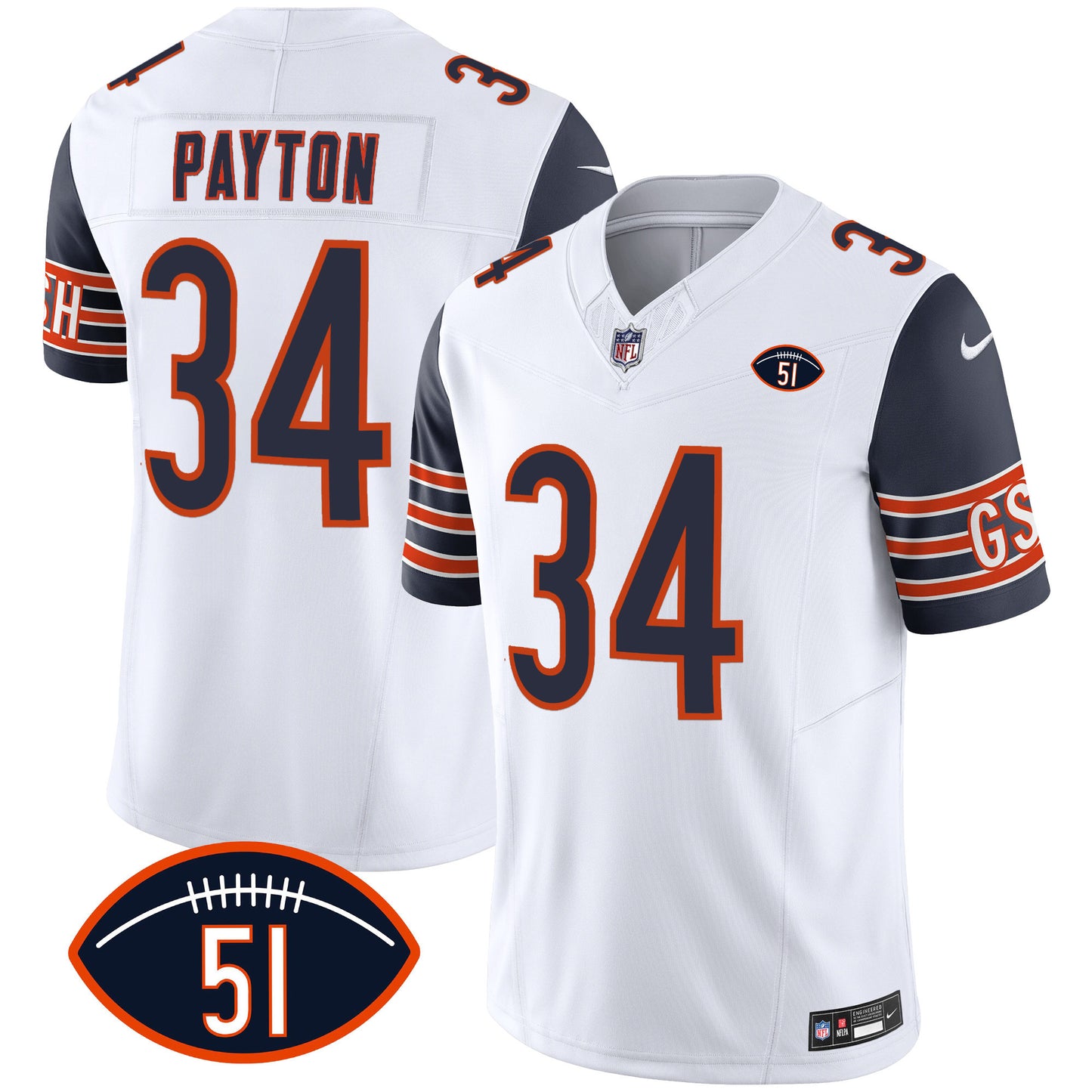 Navy Sleeves - Walter Payton