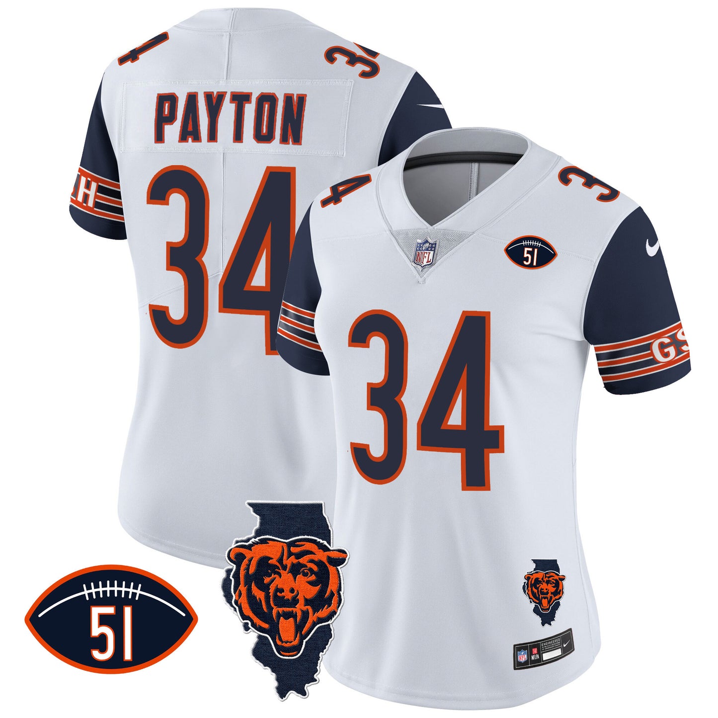 Navy Sleeves - Walter Payton