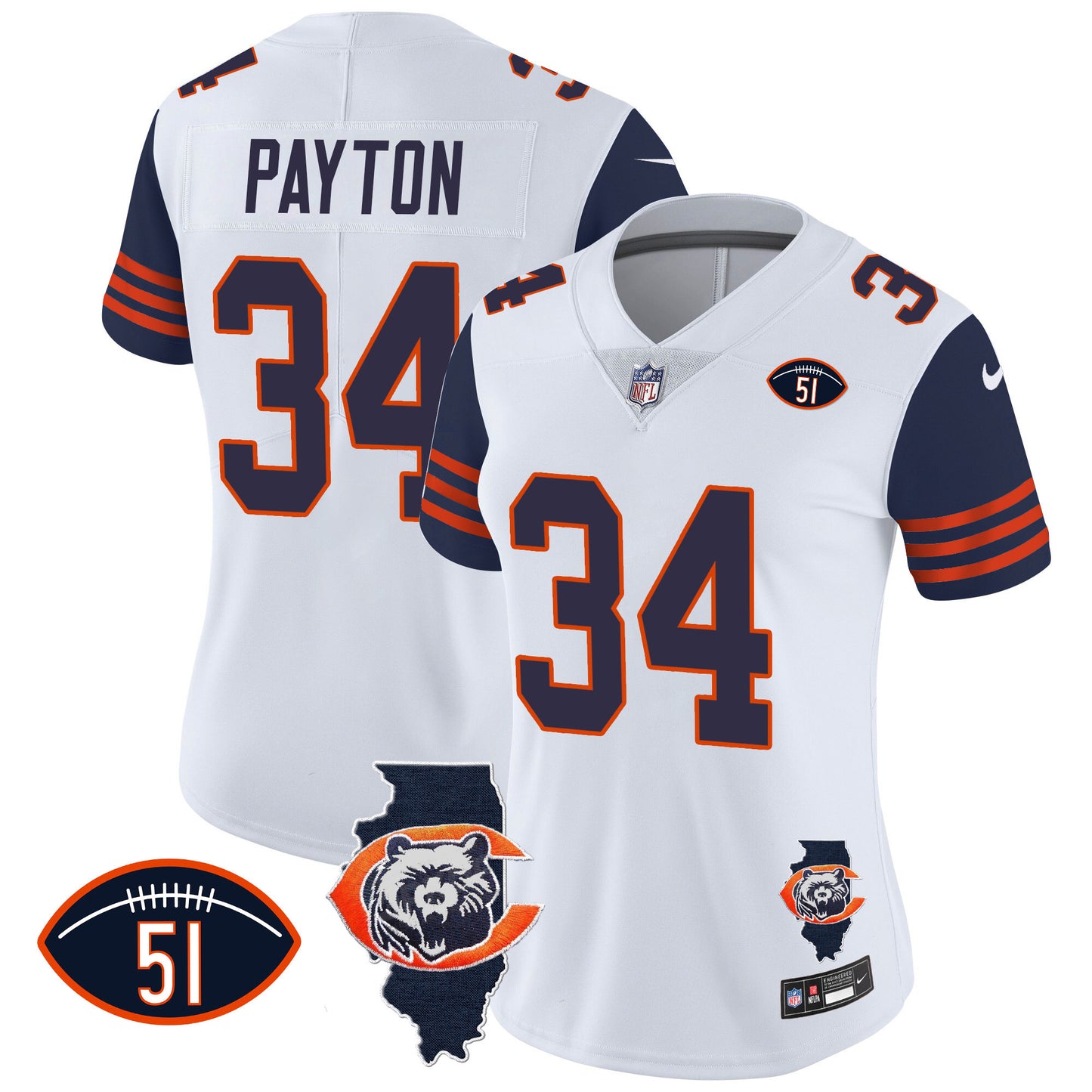 Navy Sleeves - Walter Payton