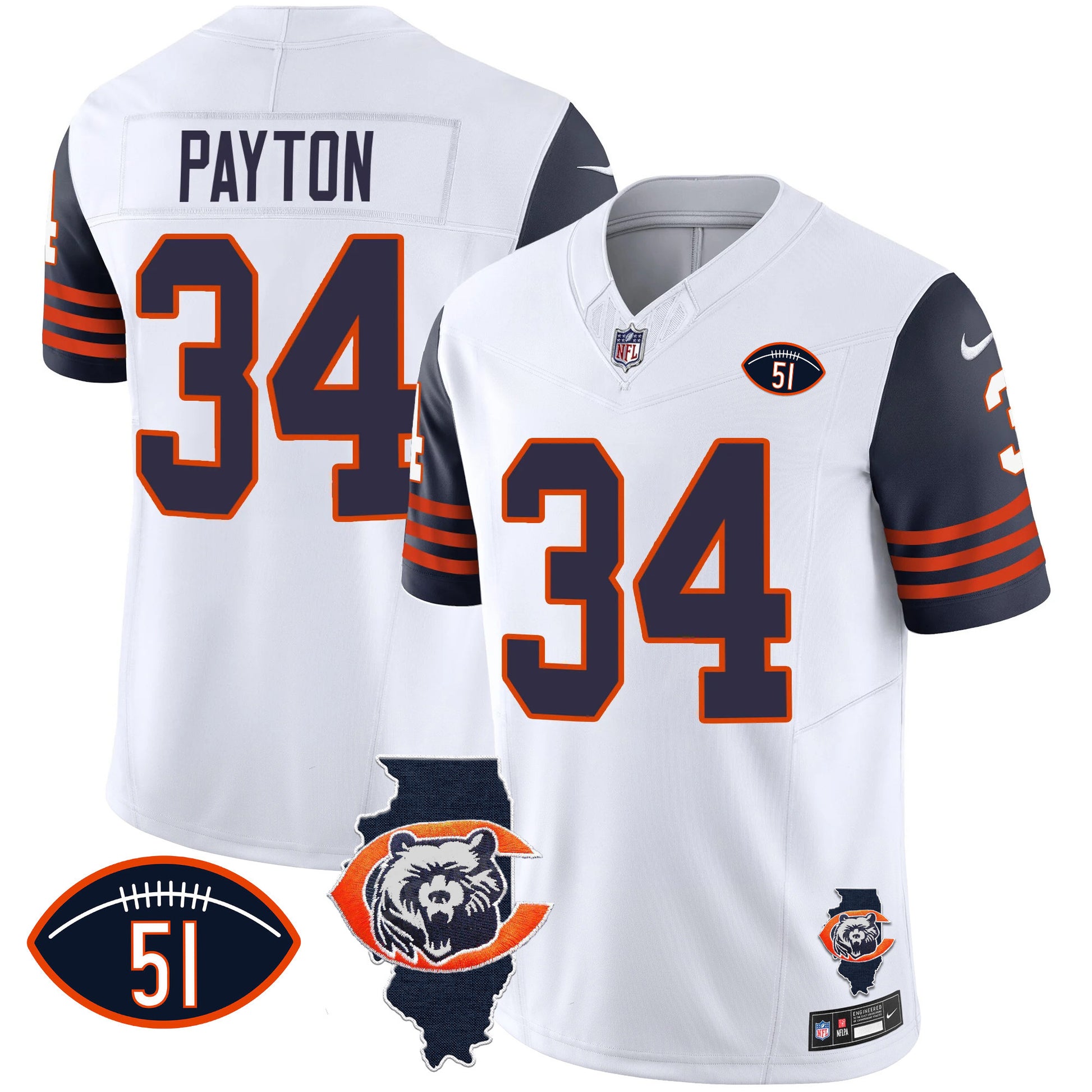 Navy Sleeves - Walter Payton